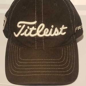 Titleist Black Baseball Cap Hat with White Embroidered Logo Contrast Stitching